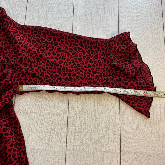 C.B. Collections Red and Black Leopard Print Faux Tank Blouse - Picture 5 of 10